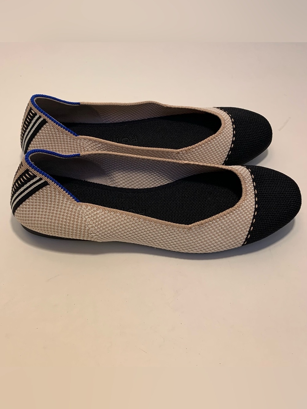 Rothy's The Square in Tuxedo Cap Toe Knit Flats Women's 5.5 Minimalist Preppy